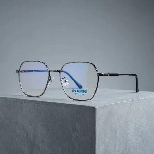 Gun_Titanium_Square_Rim_Metal_Optical_Frame_For_Women_With_Bule_Cut_Glasses