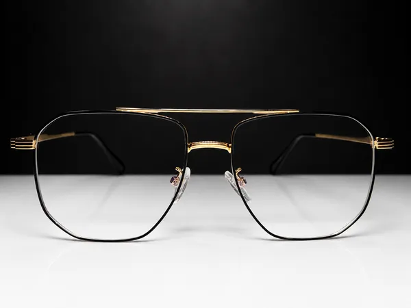 Black_and_gold_Titanium_Hexa_Double_Bar_Medium_Size_Mettalic_Optical_Frame_For_Men_With_Bule_Cut_Glasses