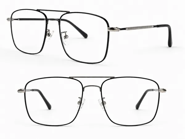 Silver_and_black_Titanium_Double_Bar_Mettalic_Optical_Frame_For_Men_With_Bule_Cut_Glasses