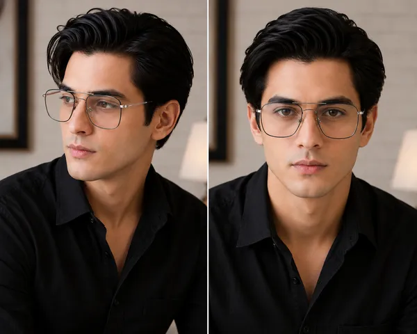Silver_and_black_Titanium_Double_Bar_Mettalic_Optical_Frame_For_Men_With_Bule_Cut_Glasses