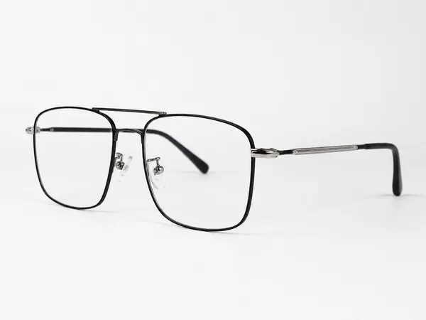 Silver_and_black_Titanium_Double_Bar_Mettalic_Optical_Frame_For_Men_With_Bule_Cut_Glasses