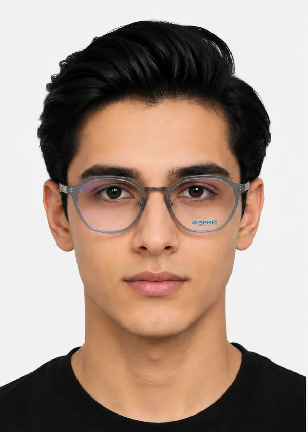 Grey_Tr_90_Hexa_Unisex_Optical_Frame_For_Men_And_Women_With_Bule_Cut_Glasses