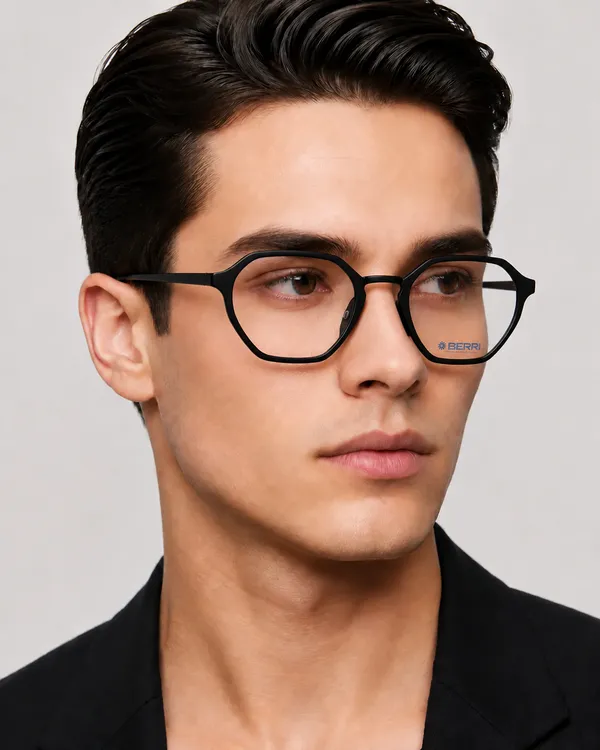 Black_Tr_90_Hexa_Unisex_Optical_Frame_For_Men_And_Women_With_Bule_Cut_Glasses