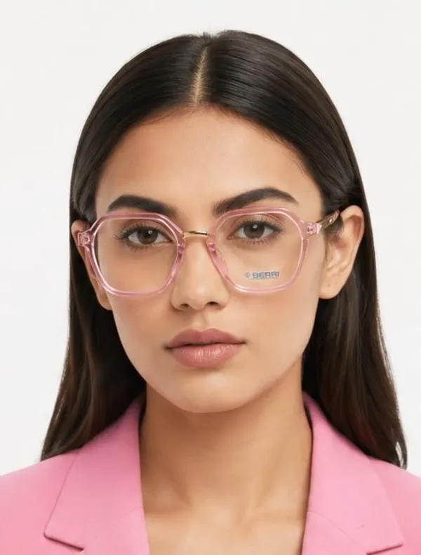 Pink_Tr_90_Hexa_Unisex_Optical_Frame_For_Men_And_Women_With_Bule_Cut_Glasses