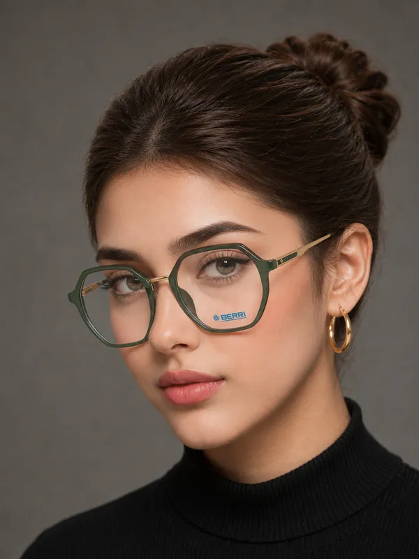 Green_Tr_90_Hexa_Unisex_Optical_Frame_For_Men_And_Women_With_Bule_Cut_Glasses