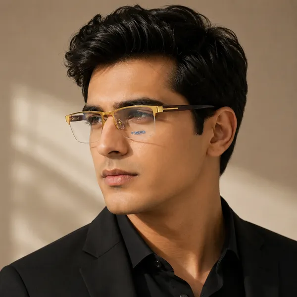 Golden_Brown_Titanium_Half_Rim_Metal_Optical_Frame_For_Men_And_Women_