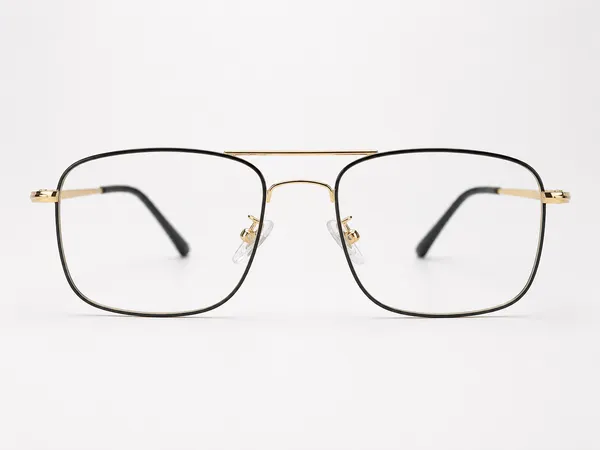 Gold_And_Black_Titanium_Double_Bar_Mettalic_Optical_Frame_For_Men_With_Bule_Cut_Glasses