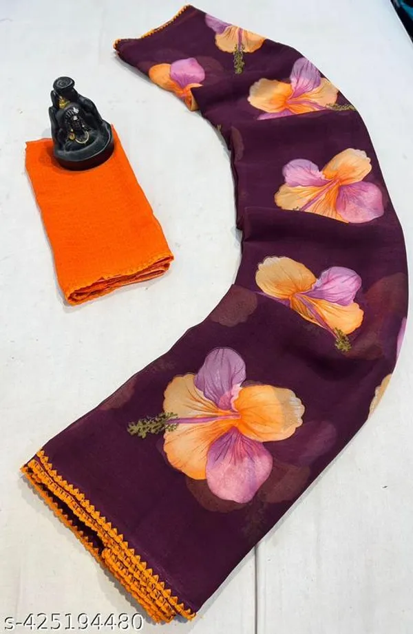 Maroon_Premium_Chiffon_Saree_With_Running_Blouse_For_Women