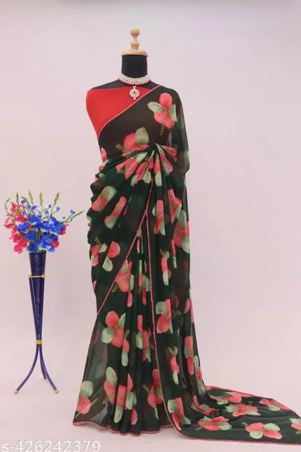 Blue_&_Red_Premium_Chiffon_Saree_With_Running_Blouse_For_Women