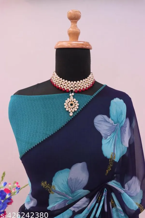 Blue_Premium_Chiffon_Saree_With_Running_Blouse_For_Women