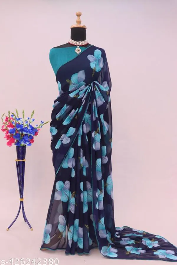 Blue_Premium_Chiffon_Saree_With_Running_Blouse_For_Women