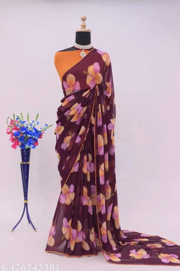 Maroon_Premium_Chiffon_Saree_With_Running_Blouse_For_Women
