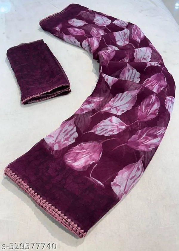 Maroon_Premium_Chiffon_Saree_With_Running_Blouse_For_Women