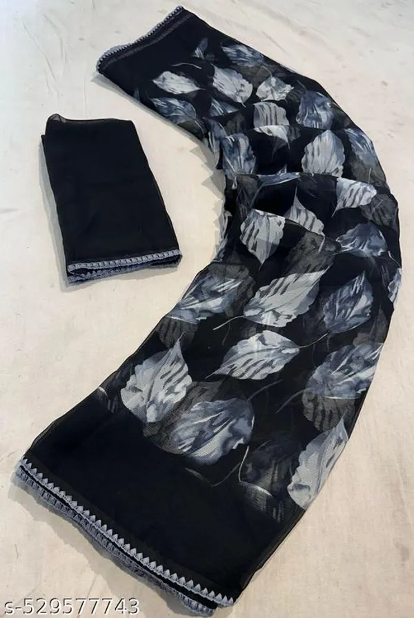 Black_&_White_Premium_Chiffon_Saree_With_Running_Blouse_For_Women