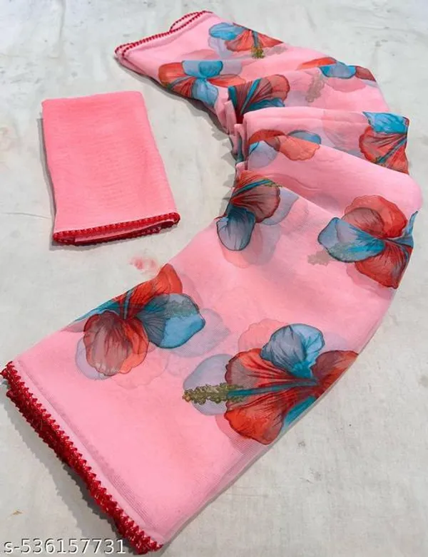Pink_Premium_Chiffon_Saree_With_Running_Blouse_For_Women