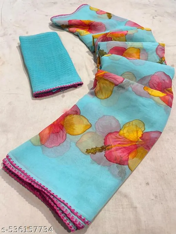 Blue_Premium_Chiffon_Saree_With_Running_Blouse_For_Women