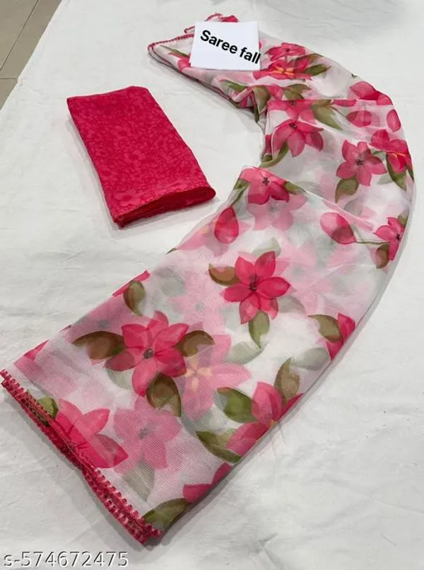 Pink_&_White_Premium_Chiffon_Saree_With_Running_Blouse_For_Women