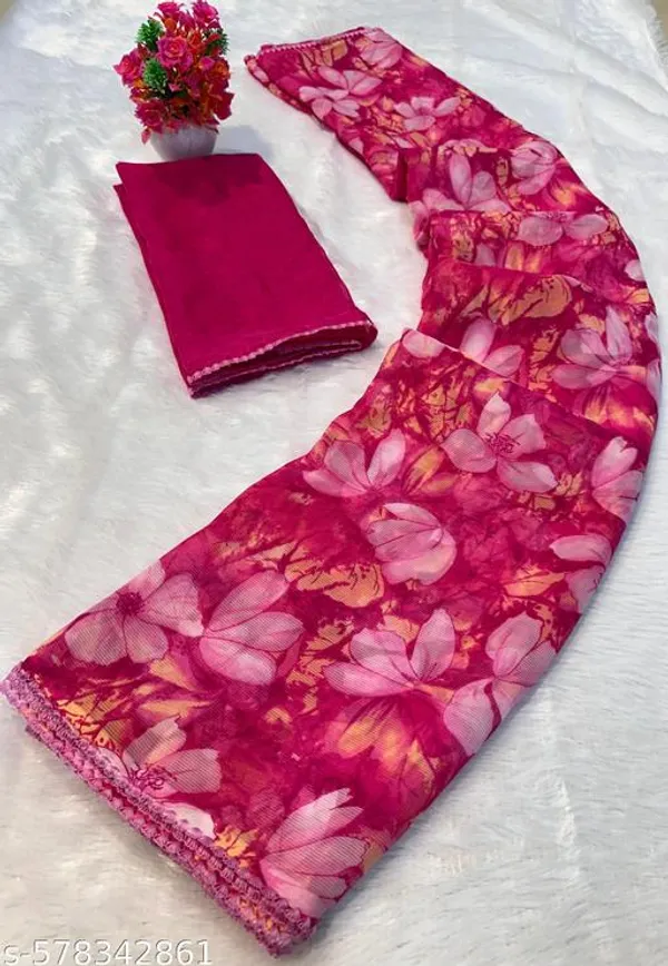 Pink_Premium_Chiffon_Saree_With_Running_Blouse_For_Women