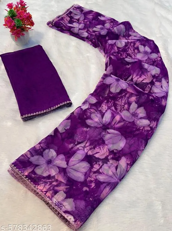 Purple_Premium_Chiffon_Saree_With_Running_Blouse_For_Women