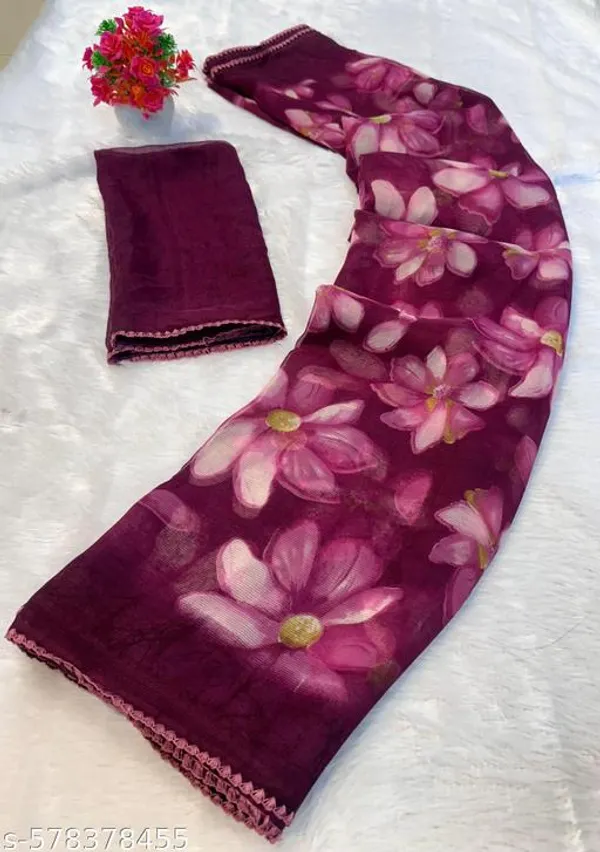 Maroon_Premium_Chiffon_Saree_With_Running_Blouse_For_Women