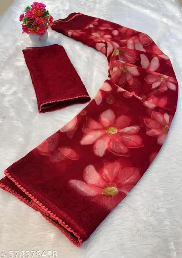 Maroon_Premium_Chiffon_Saree_With_Running_Blouse_For_Women