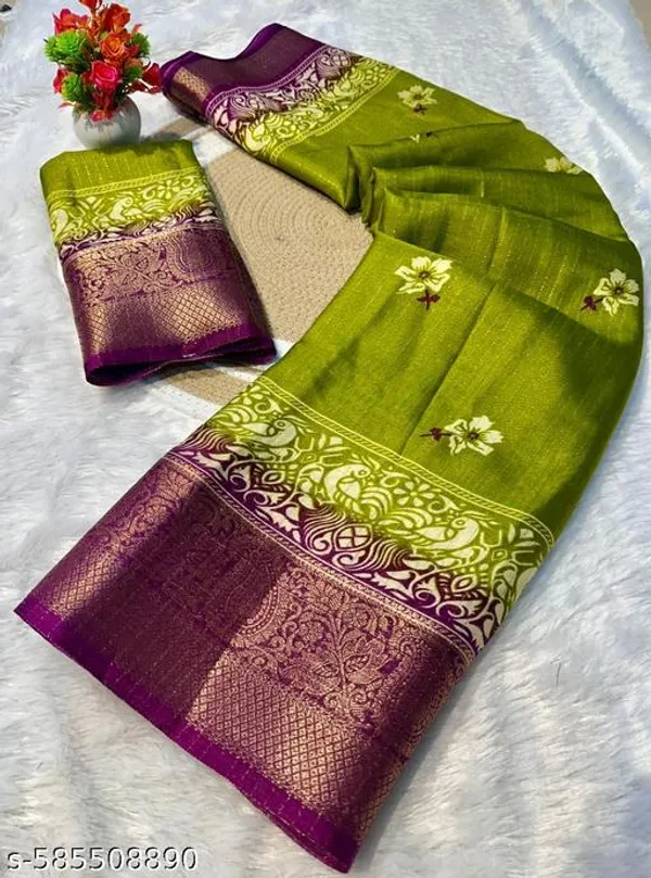 Green_&_Maroon_Premium_Dola_Silk_Saree_With_Running_Blouse_For_Women