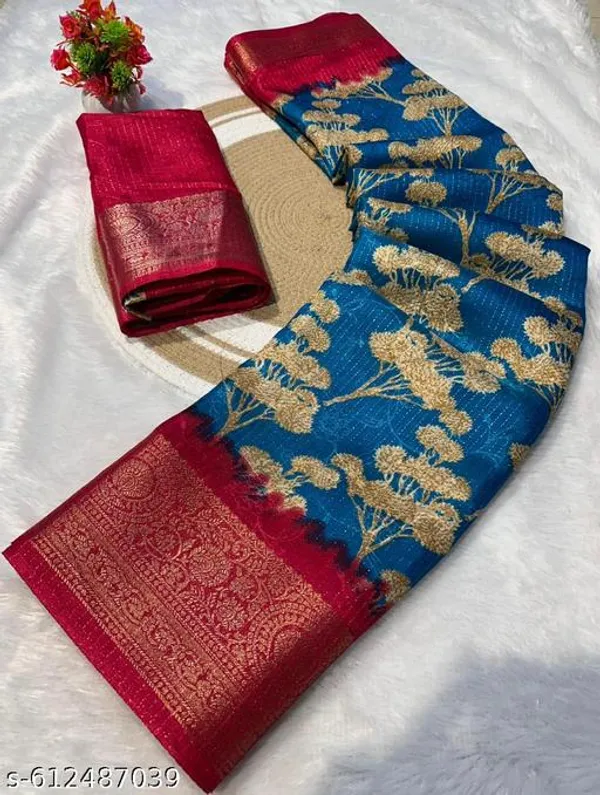 Blue_&_Maroon_Premium_Chiffon_Saree_With_Running_Blouse_For_Women