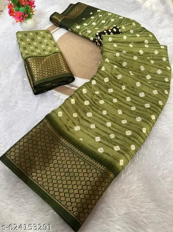 Green_Premium_Dola_Silk_Saree_With_Running_Blouse_For_Women