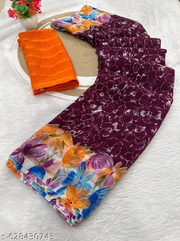Maroon_Premium_Chiffon_Saree_With_Running_Blouse_For_Women