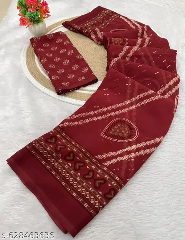 Maroon_Premium_Chiffon_Saree_With_Running_Blouse_For_Women