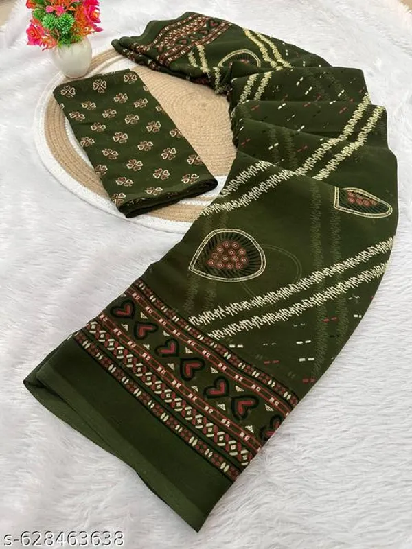 Green_Premium_Chiffon_Saree_With_Running_Blouse_For_Women