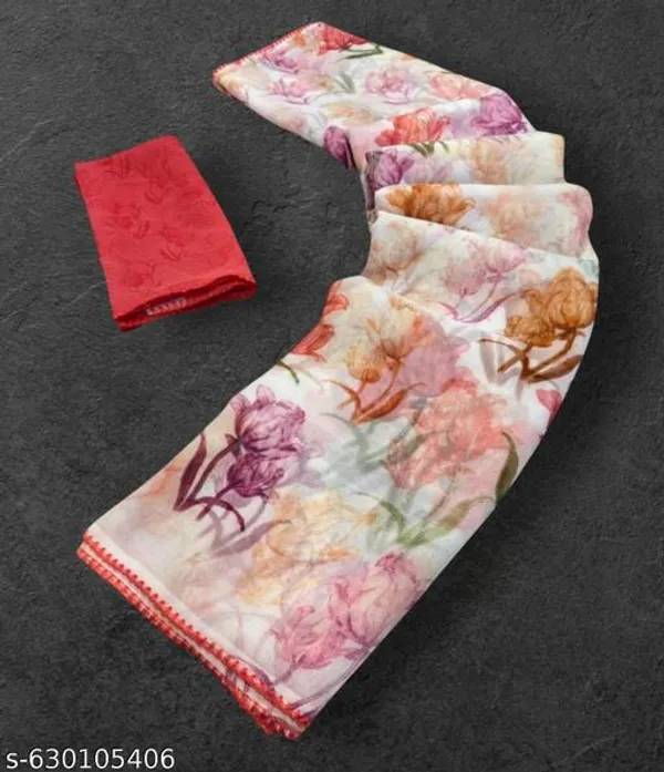 Multicolor_Premium_Chiffon_Saree_With_Running_Blouse_For_Women