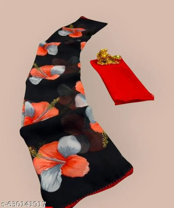 Black_Premium_Chiffon_Saree_With_Running_Blouse_For_Women