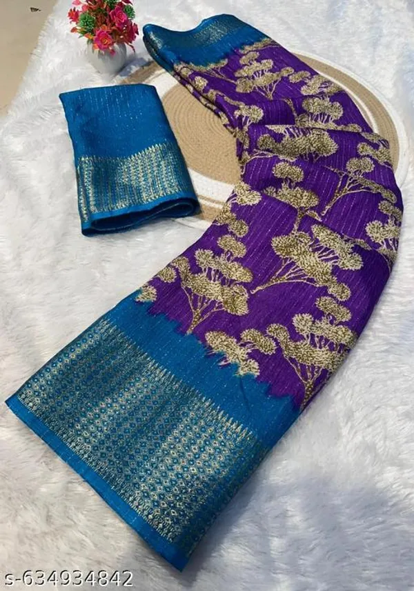 Blue_Premium_Dola_Silk_Saree_With_Running_Blouse_For_Women