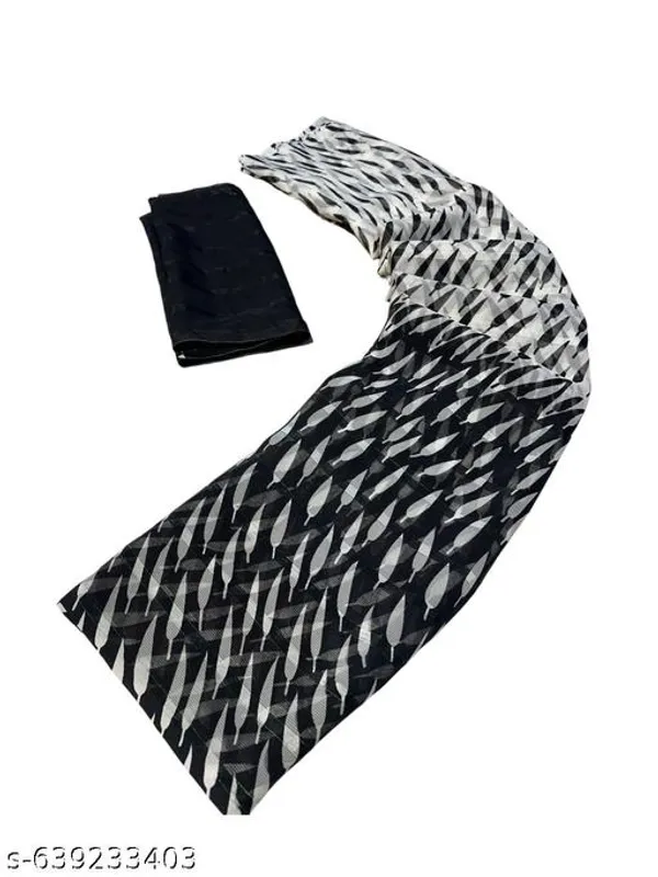 Black_&_White_Premium_Chiffon_Saree_With_Running_Blouse_For_Women