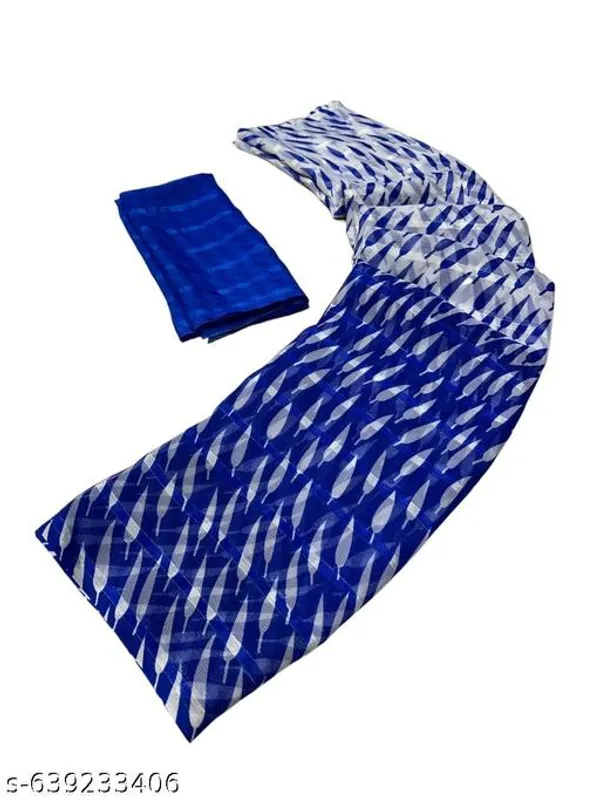 Blue_&_White_Premium_Chiffon_Saree_With_Running_Blouse_For_Women