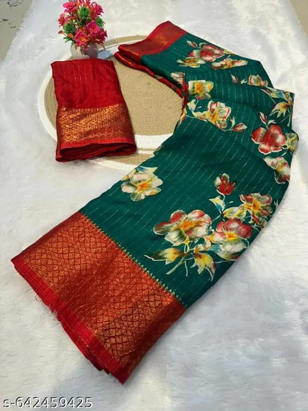 Green_Premium_Dola_Silk_Saree_With_Running_Blouse_For_Women