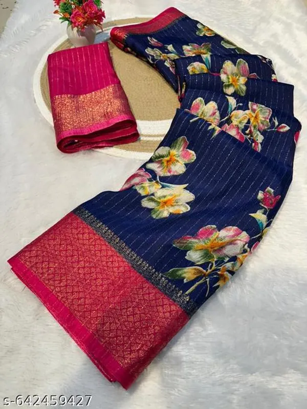 Blue_Premium_Dola_Silk_Saree_With_Running_Blouse_For_Women