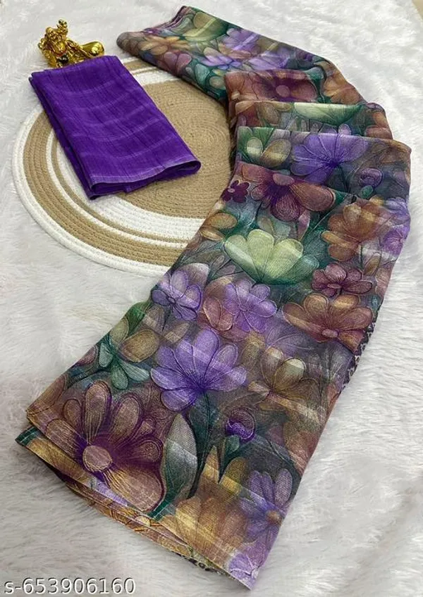 Multicolor_Premium_Chiffon_Saree_With_Running_Blouse_For_Women