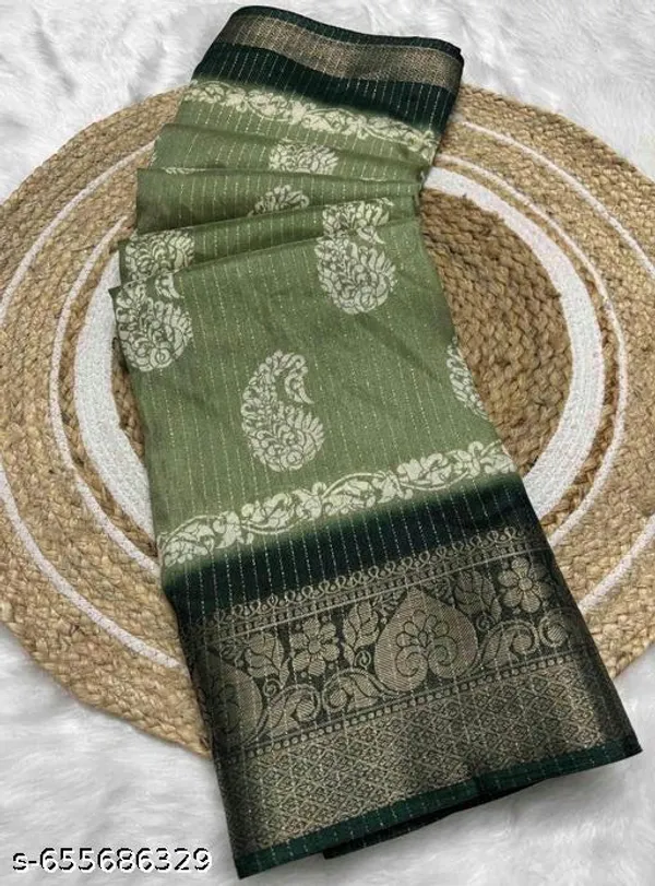 Green_Premium_Dola_Silk_Saree_With_Running_Blouse_For_Women