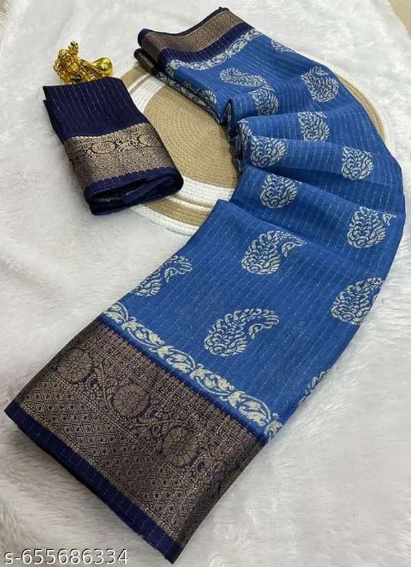 Blue_Premium_Dola_Silk_Saree_With_Running_Blouse_For_Women