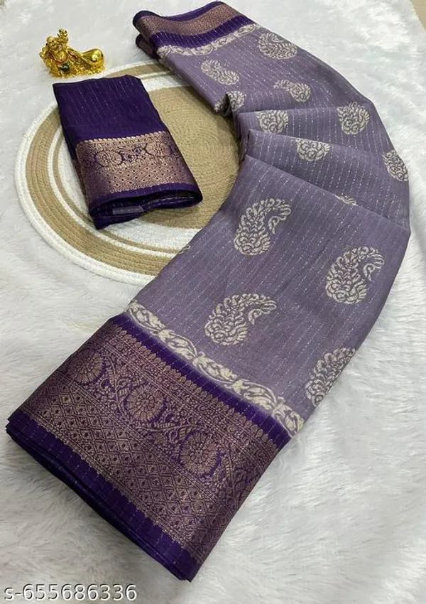 Purple_Premium_Dola_Silk_Saree_With_Running_Blouse_For_Women