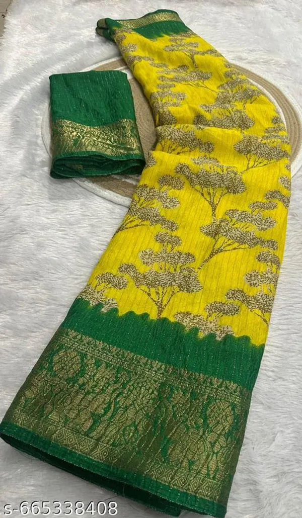 Yellow_&_Green_Premium_Dola_Silk_Saree_With_Running_Blouse_For_Women
