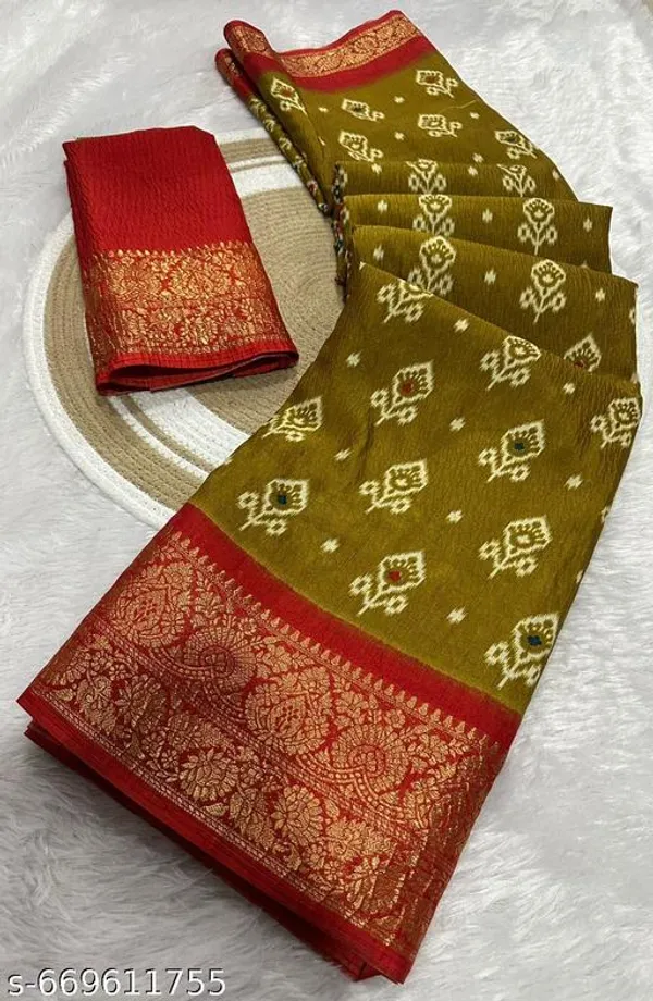 Gold_Premium_Dola_Silk_Saree_With_Running_Blouse_For_Women