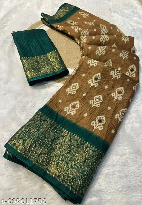 Gold_Premium_Dola_Silk_Saree_With_Running_Blouse_For_Women