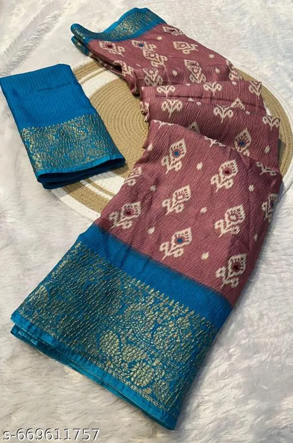 Pink_&_Blue_Premium_Dola_Silk_Saree_With_Running_Blouse_For_Women