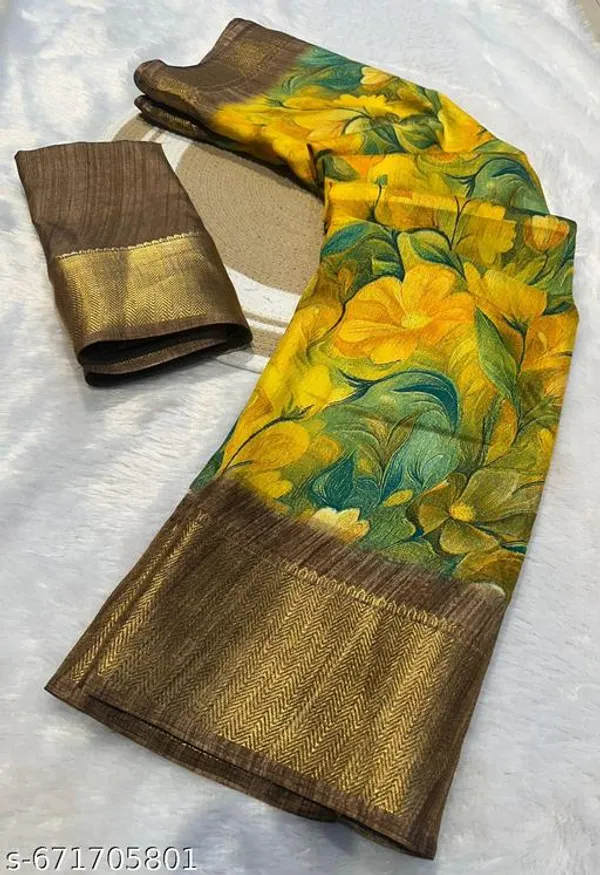 Yellow_Premium_Dola_Silk_Saree_With_Running_Blouse_For_Women