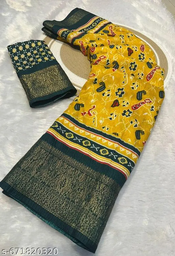 Yellow_&_Green_Premium_Dola_Silk_Saree_With_Running_Blouse_For_Women