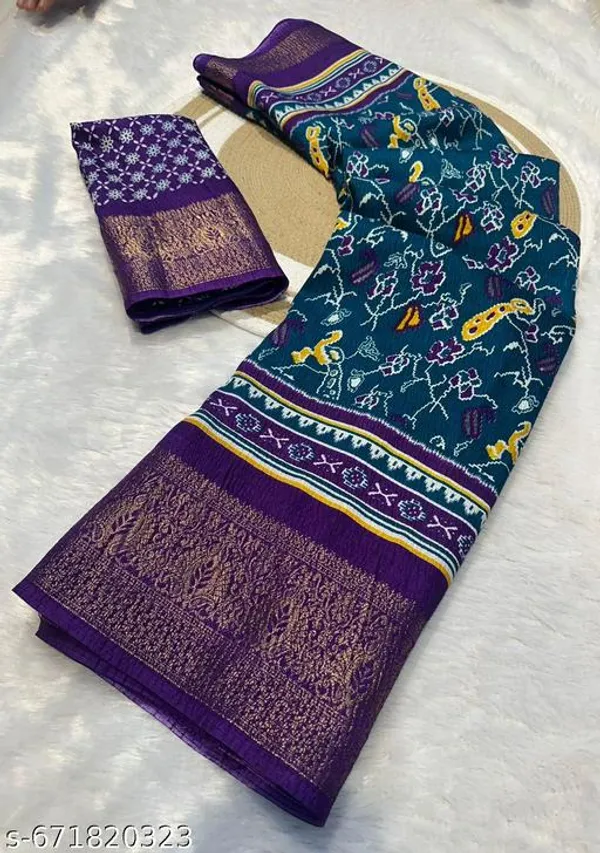 Blue_Premium_Dola_Silk_Saree_With_Running_Blouse_For_Women