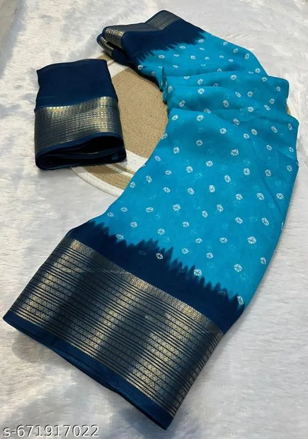 Sky_Blue_Premium_Moss_Crepe_With_Jacquard_Border_Saree_With_Running_Blouse_For_Women